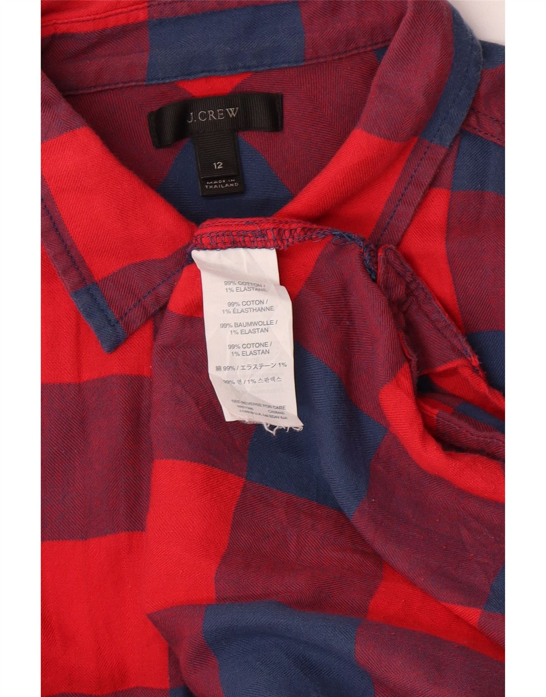 J. CREW Womens Flannel Shirt US 12 Large Red Check Cotton Vintage J. Crew and Second-Hand J. Crew from Messina Hembry 