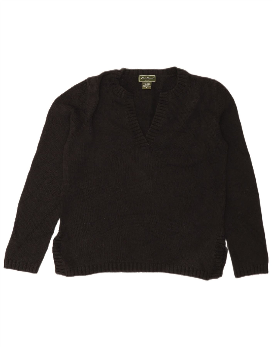 Eddie Bauer Ženski džemper s V-izrezom UK 14 Srednji crni pamuk