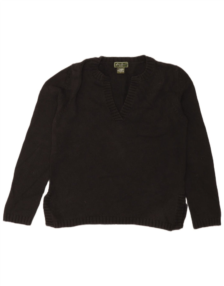 Eddie Bauer Ženski džemper s V-izrezom UK 14 Srednji crni pamuk