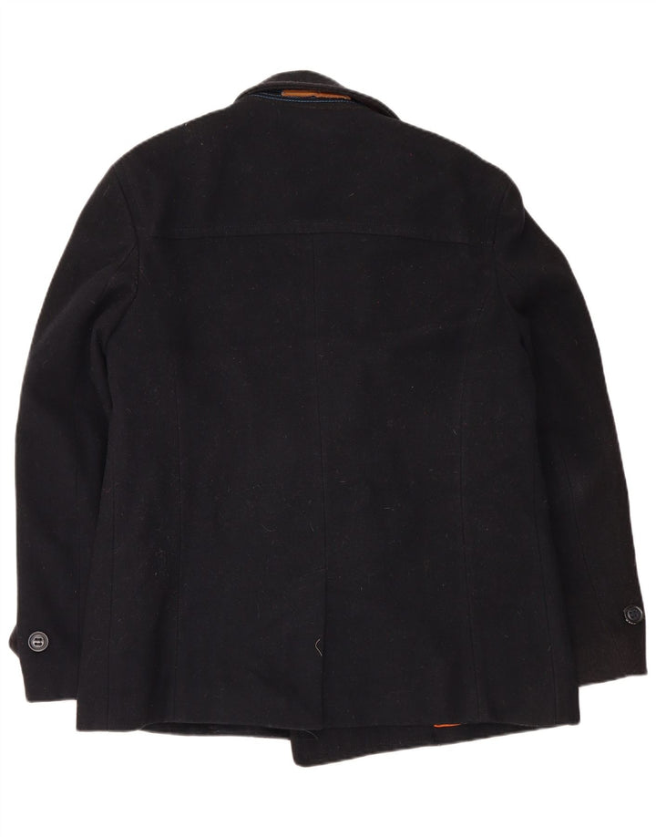 Superdry Mens Pea Coat UK 44 2XL Black Wool