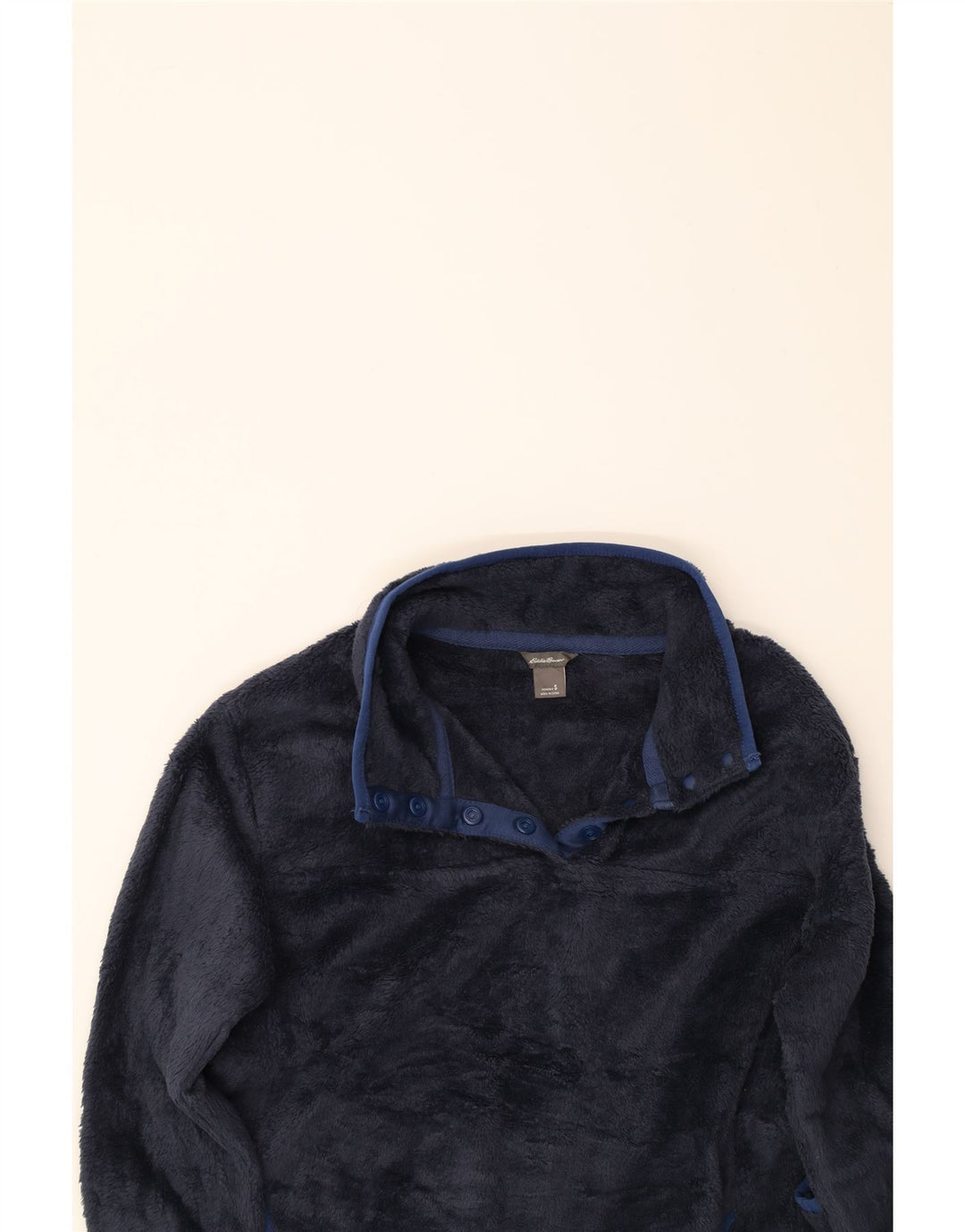 EDDIE BAUER Womens Button Neck Fleece Jumper UK 10 Small Navy Blue Vintage Eddie Bauer and Second-Hand Eddie Bauer from Messina Hembry 
