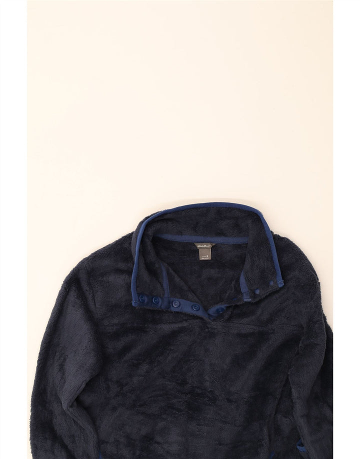 EDDIE BAUER Womens Button Neck Fleece Jumper UK 10 Small Navy Blue Vintage Eddie Bauer and Second-Hand Eddie Bauer from Messina Hembry 