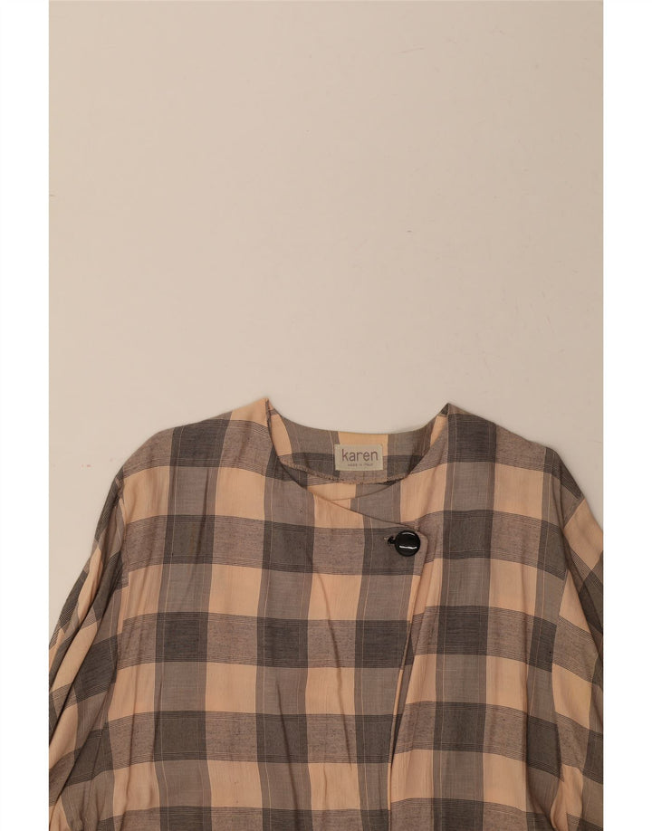 VINTAGE Womens Longline Batwing Blazer Jacket UK 14 Medium Pink Check Vintage Vintage and Second-Hand Vintage from Messina Hembry 