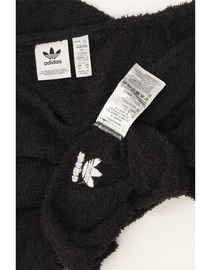 Adidas ženska majica s otvorenim ramenima od kratkog flisa UK 12 Srednje crni poliester