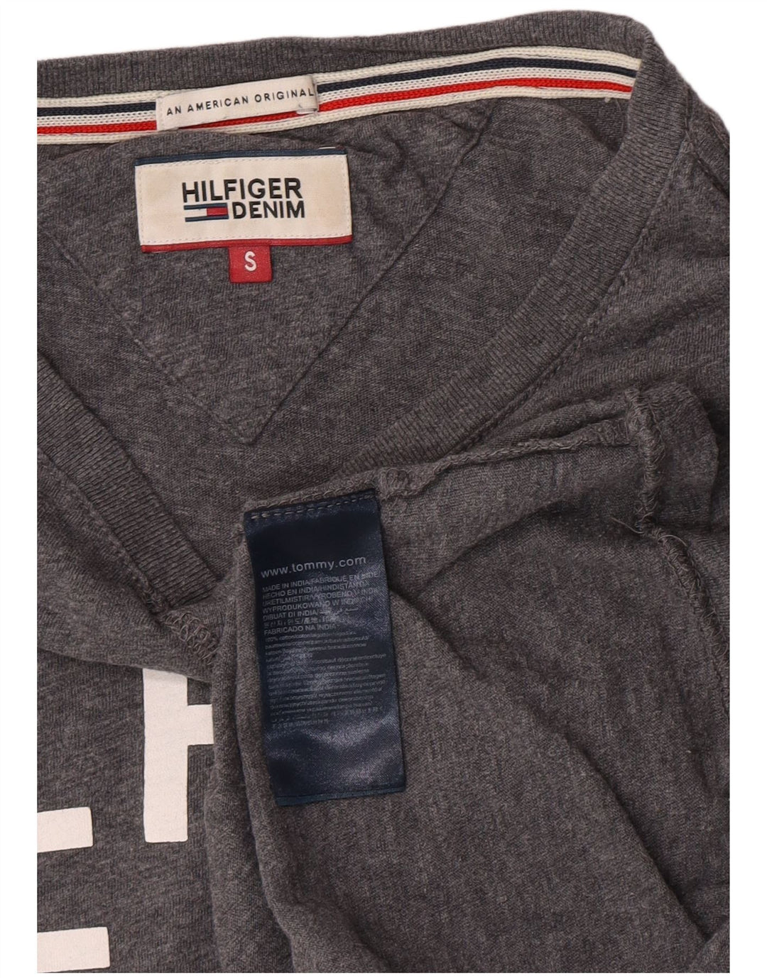Tommy Hilfiger muška majica dugih rukava s grafikama, mali sivi pamuk
