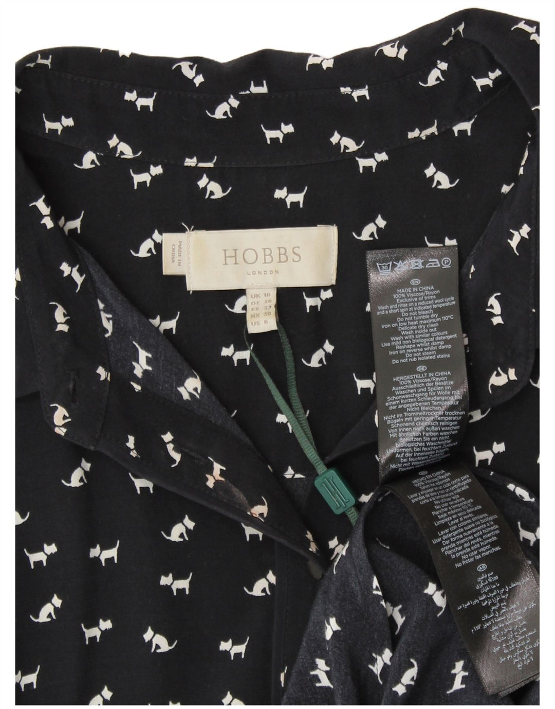 Hobbs ženska haljina A-kroja UK 10 Mala mornarsko plava viskoza sa životinjskim printom