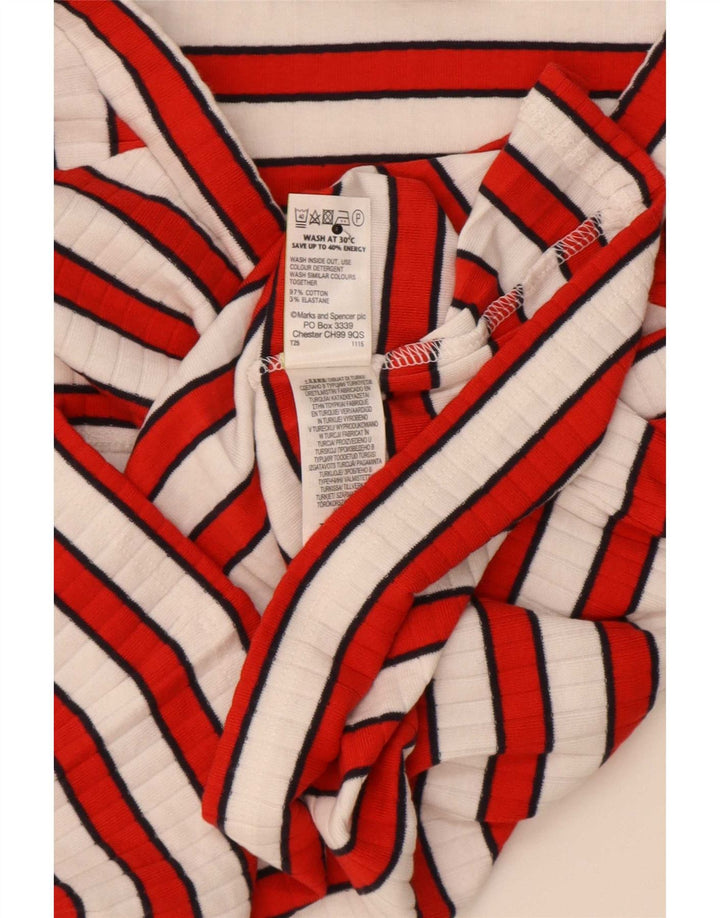 Marks & Spencer ženska majica s otvorenim ramenima 3/4 rukava UK 12 srednje crvene pruge