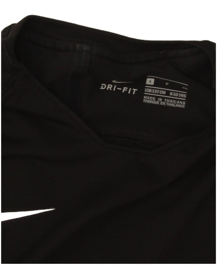 Nike Boys Dri Fit T-Shirt Top 8-9 Years Small Black Colourblock Poliester