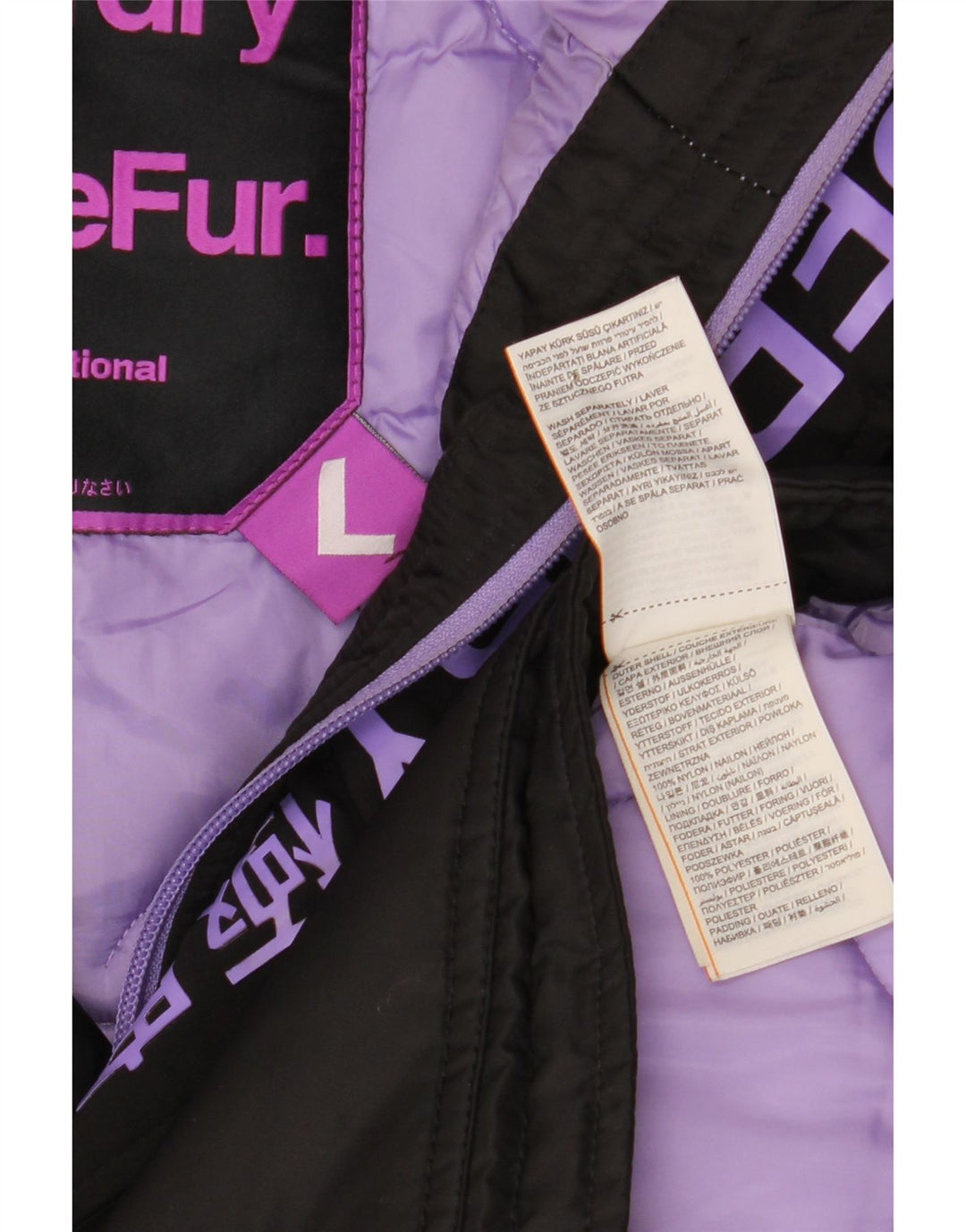 Superdry ženska jakna parka s kapuljačom UK 16 Velika crna zimska najlonska jakna