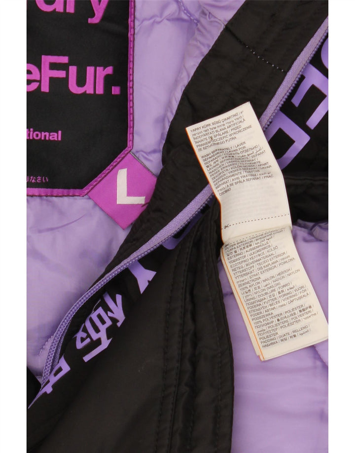 Superdry ženska jakna parka s kapuljačom UK 16 Velika crna zimska najlonska jakna