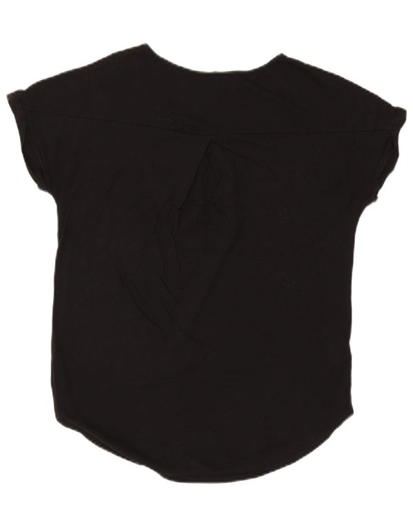 EDDIE BAUER Ženska prevelika majica kratkih rukava UK 6 XS crni pamuk