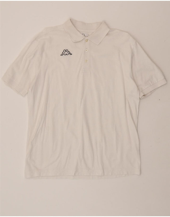 KAPPA Mens Polo Shirt XL White Cotton Vintage Kappa and Second-Hand Kappa from Messina Hembry 