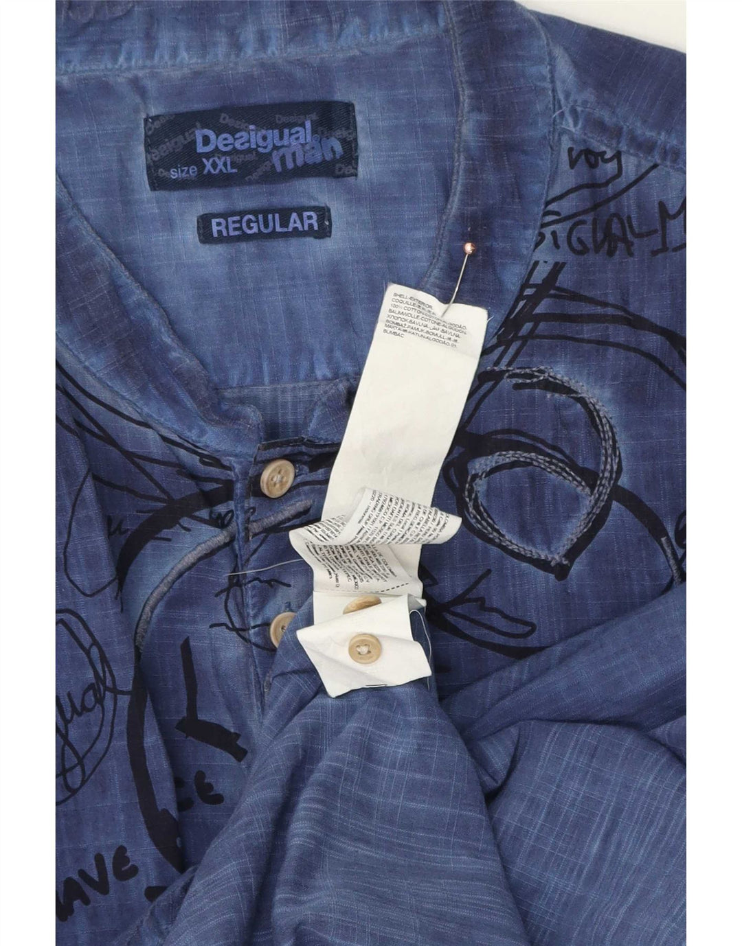 Desigual muška pulover majica s motivima 2XL tamnoplavi pamuk