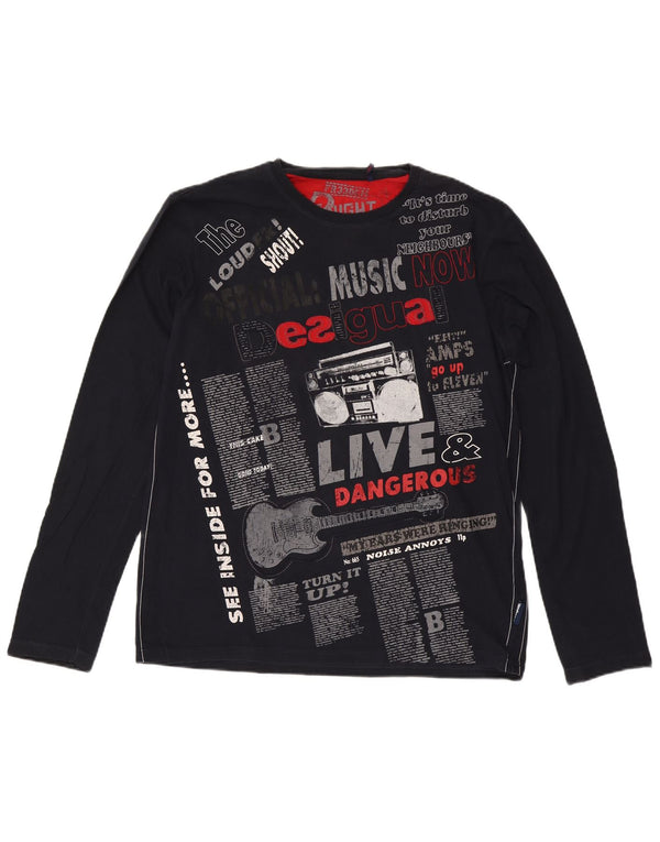 Desigual muška grafička majica dugih rukava XL tamnoplava
