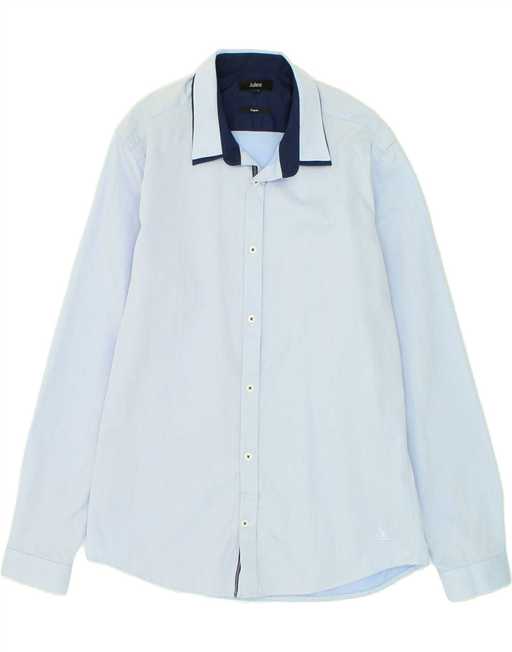 JULES Mens Regular Fit Shirt Large Blue Cotton Vintage Jules and Second-Hand Jules from Messina Hembry 