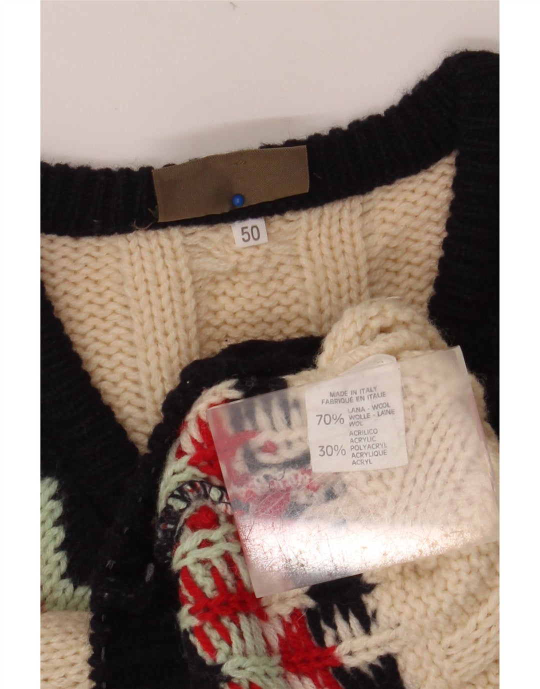 SEVRES Muški džemper s V-izrezom IT 50 Srednje bež Fair Isle vuna