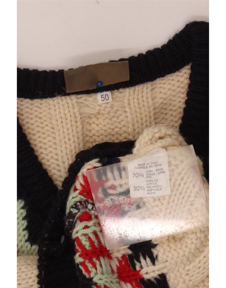 SEVRES Muški džemper s V-izrezom IT 50 Srednje bež Fair Isle vuna