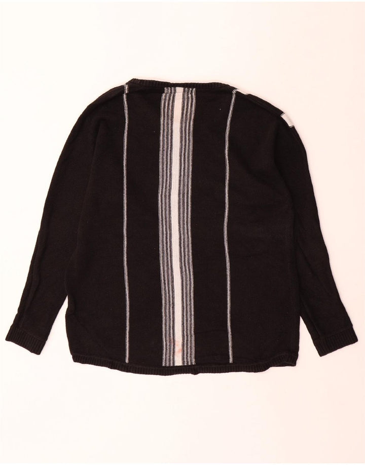 CALVIN KLEIN Muški džemper s veznim izrezom srednje veličine, pamuk na crne pruge