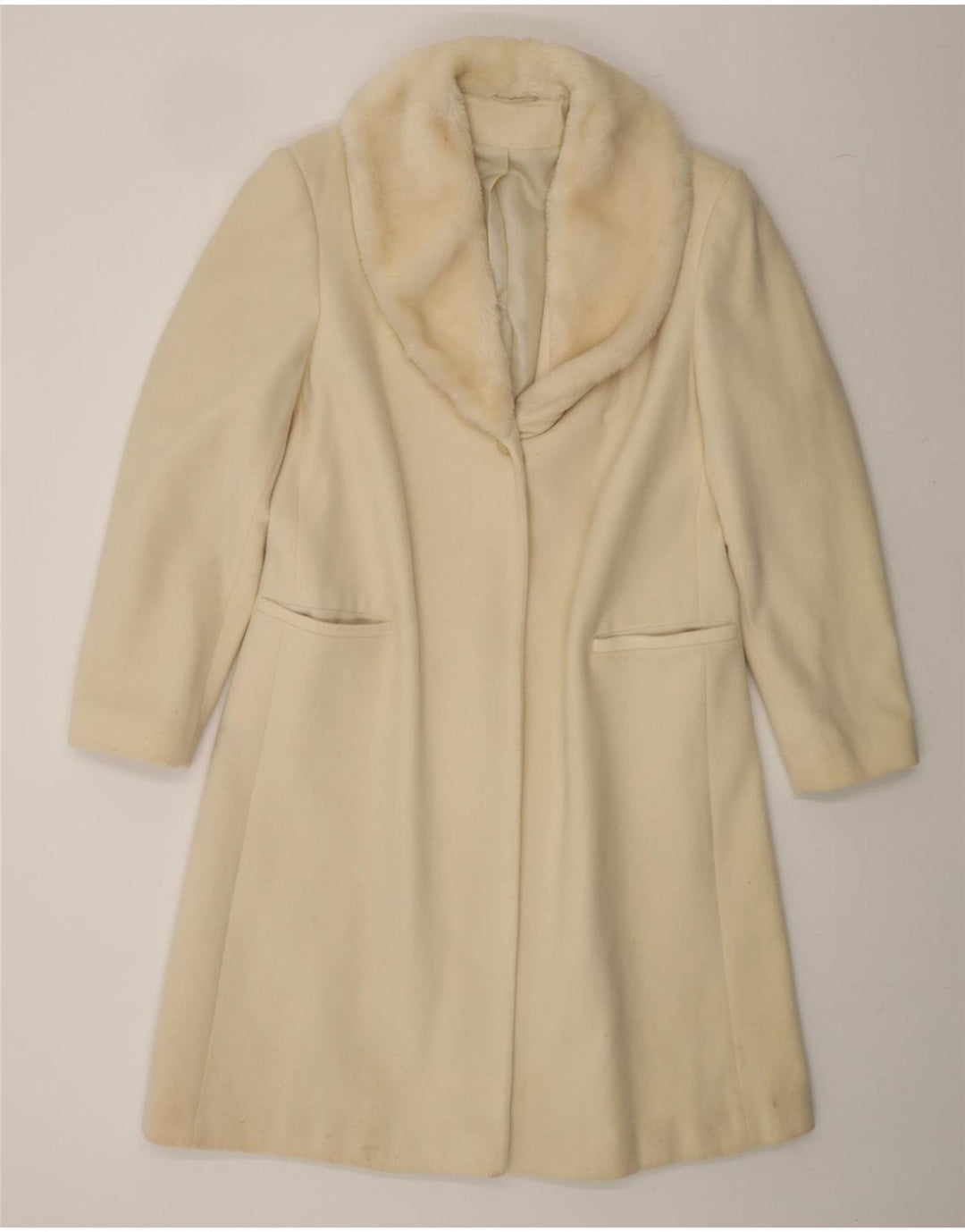 ST. BERNARD Womens Overcoat UK 14 Large Off White Wool Vintage St. Bernard and Second-Hand St. Bernard from Messina Hembry 