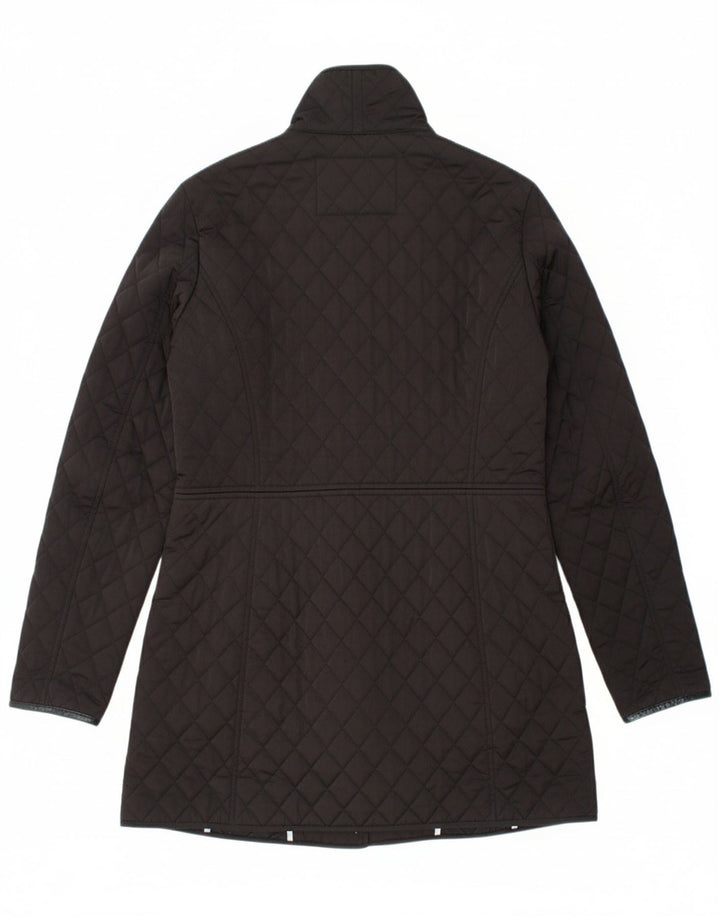 MASSIMO DUTTI Womens Quilted Overcoat UK 10 Small Black Polyester
