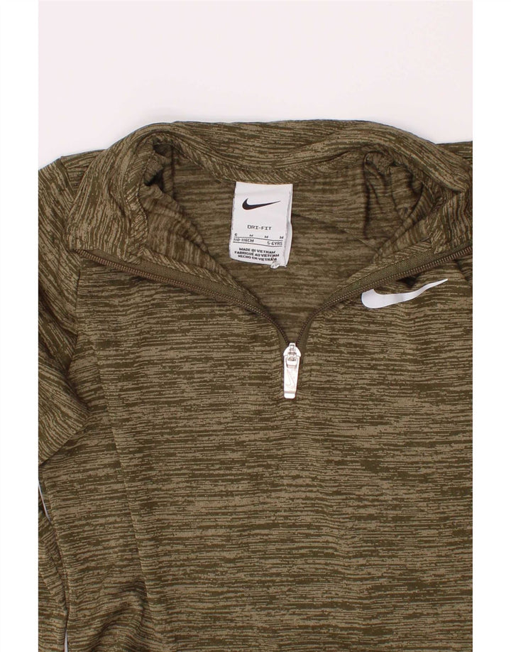 Nike Boys Dri Fit Pullover Trenirka Top 5-6 Years Medium Kaki Flected