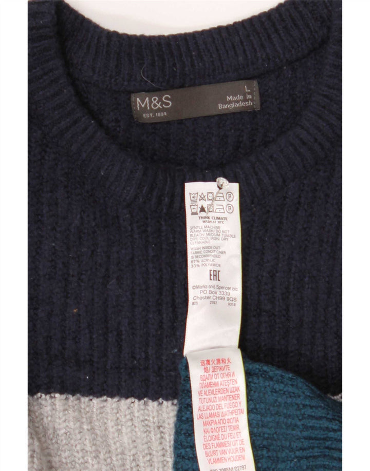 Veliki višebojni muški džemper s okruglim izrezom Marks & Spencer