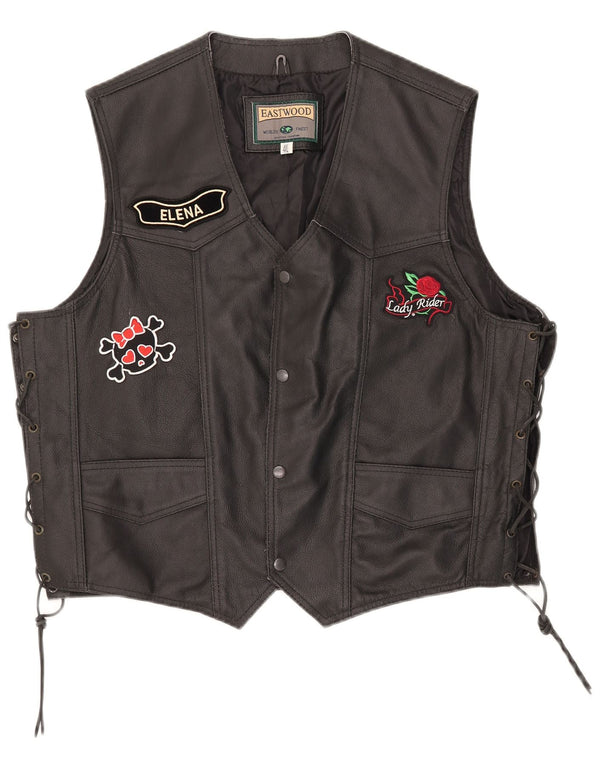 Vintage ženski motociklistički kožni prsluk UK 24 4XL crni