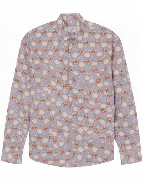 Controvento Mens Abstract Pattern Shirt Large Blue Cotton