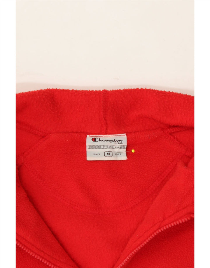 CHAMPION Womens Hooded Fleece Jacket UK 14 Medium Red Polyester Vintage Champion and Second-Hand Champion from Messina Hembry 