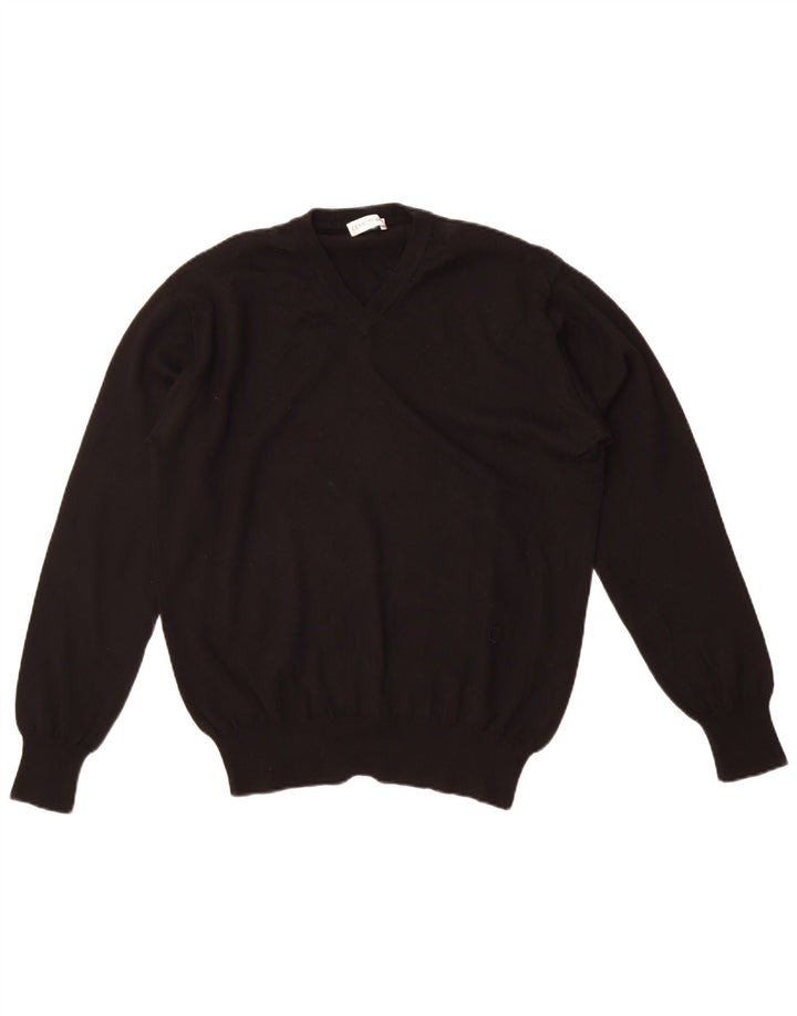 Cerruti 1881 muški džemper s V-izrezom IT 48 srednje crna merino vuna