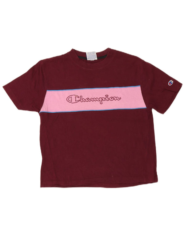 Champion majica kratkih rukava s grafičkim motivima UK 10 Small Burgundy Colourblock Cotton