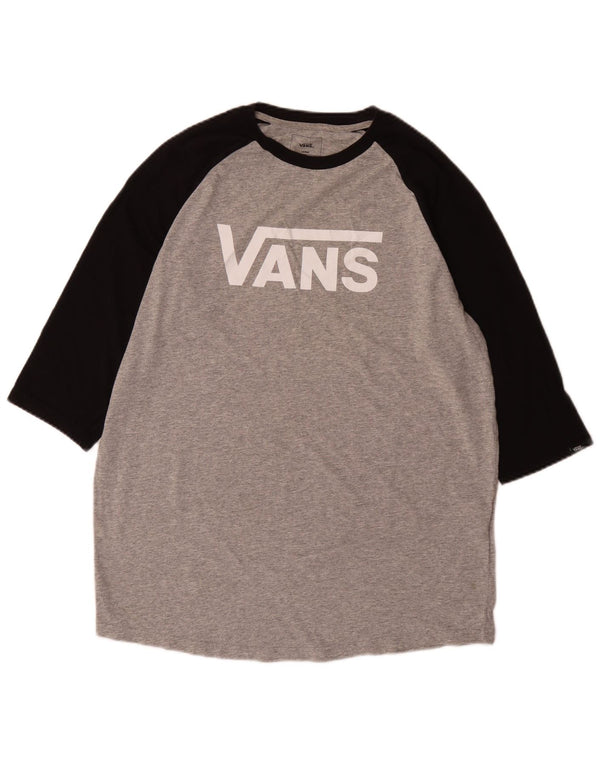 Vans muška majica prilagođenog kroja s 3/4 rukavima, veliki sivi pamuk u blokovima boja