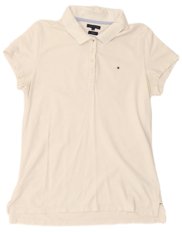 TOMMY HILFIGER Ženska uska polo majica UK 18 XL Bijeli pamuk
