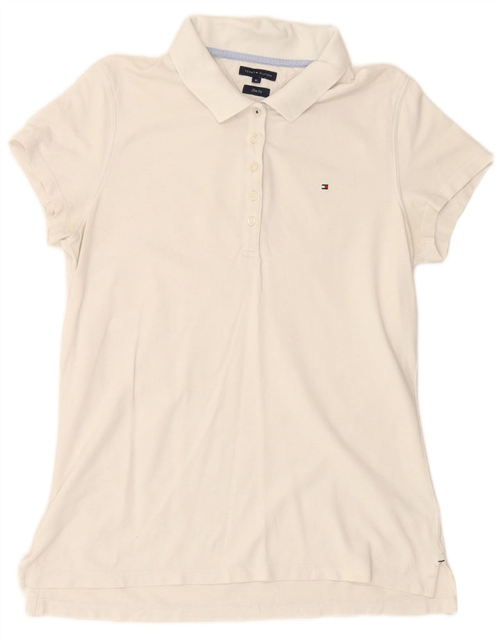 TOMMY HILFIGER Ženska uska polo majica UK 18 XL Bijeli pamuk