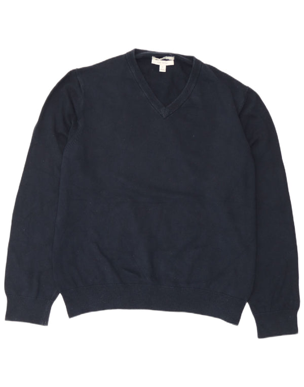 Marks & Spencer ženski džemper s V-izrezom UK 18 XL tamnoplavi pamuk