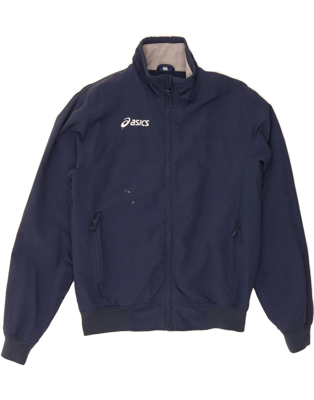 ASICS Mens Bomber Jacket UK 36 Small Navy Blue Nylon Vintage Asics and Second-Hand Asics from Messina Hembry 