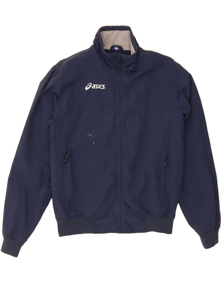ASICS Mens Bomber Jacket UK 36 Small Navy Blue Nylon Vintage Asics and Second-Hand Asics from Messina Hembry 