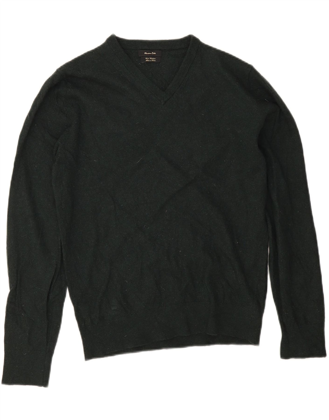 Ženski džemper s V-izrezom Massimo Dutti UK 14 srednje zelene vune