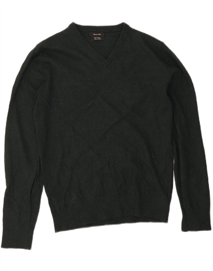 Ženski džemper s V-izrezom Massimo Dutti UK 14 srednje zelene vune