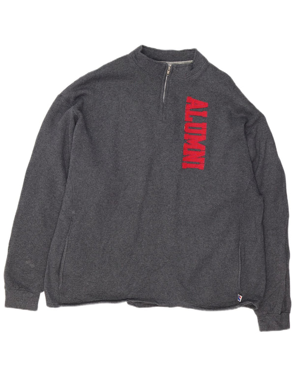 RUSSELL ATHLETIC Muški džemper s kratkim izrezom i s patentnim zatvaračem 2XL sivi pamuk