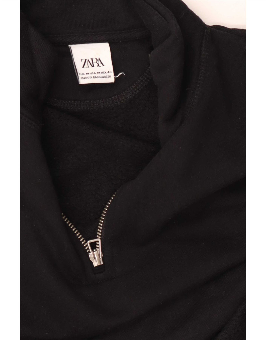 Zara muška majica s izrezom na patentni zatvarač srednje crna