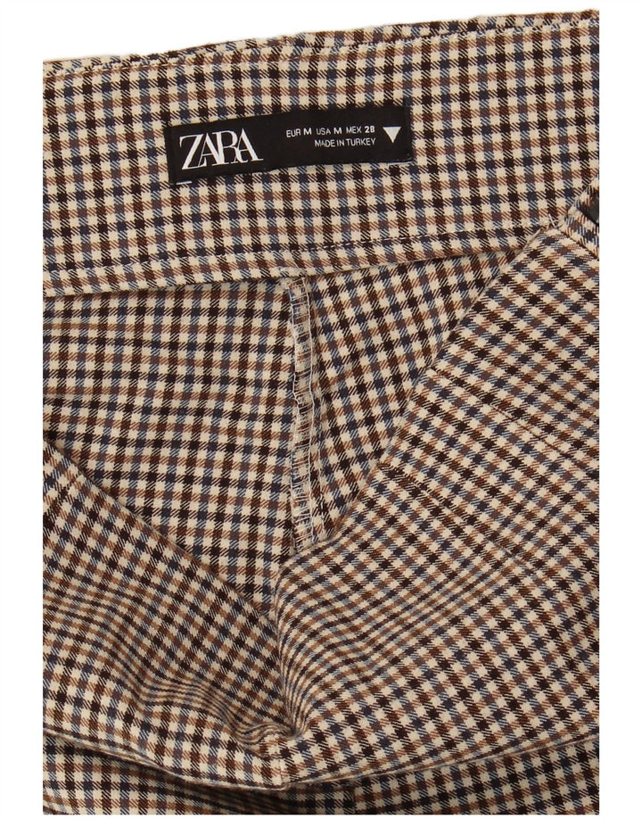 Zara ženske uske hlače srednje veličine W28 L28 smeđa gingham