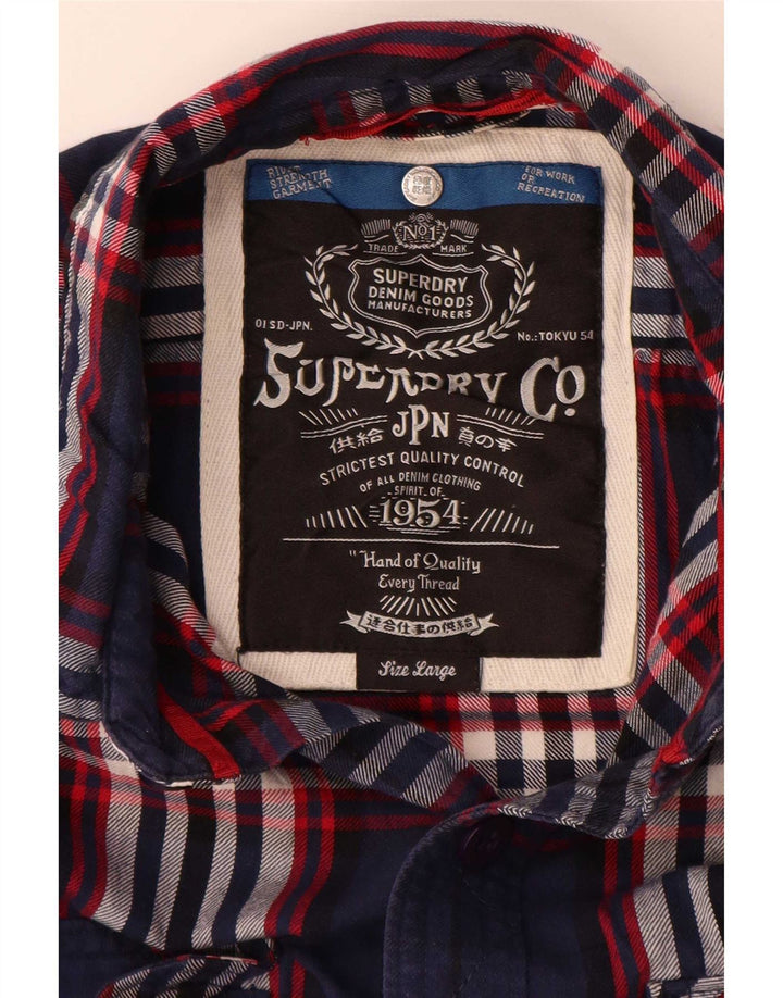 Superdry muška flanelska košulja, veliki tamnoplavi karirani pamuk