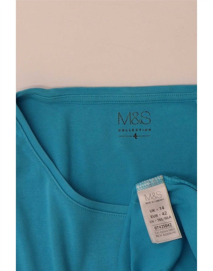 Marks & Spencer ženska majica dugih rukava UK 14 Large Blue Cotton