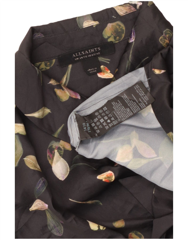 ALL SAINTS Ženska skraćena košulja s kravatom UK 14 Velika crna cvjetna