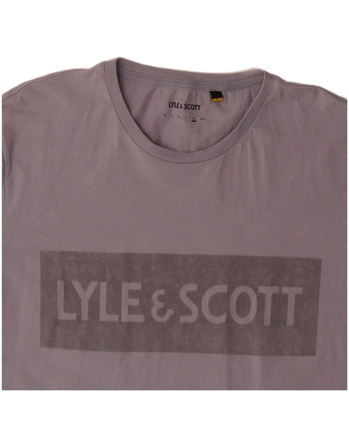 LYLE & SCOTT Mens Graphic T-Shirt Top XL Grey Cotton