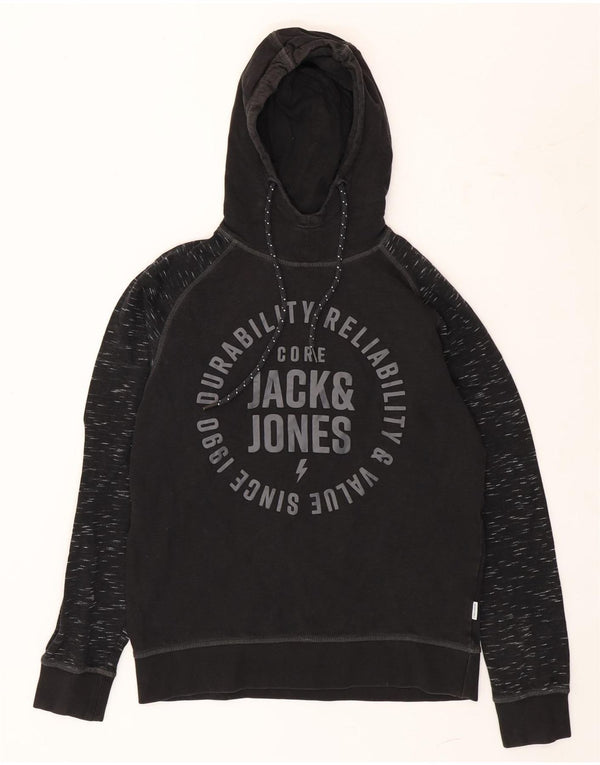 Jack & Jones muška majica s kapuljačom s kapuljačom, srednji crni flekasti pamuk