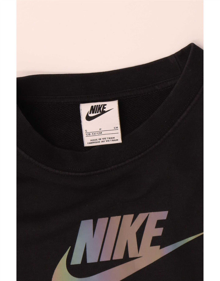 Nike Boys Graphic Sweatshirt Džemper 8-9 Years Small Black Colourblock