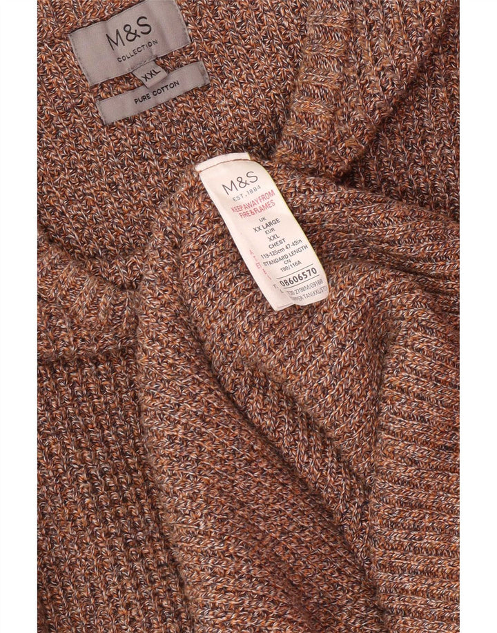 Marks & Spencer muški džemper s okruglim izrezom 2XL smeđi pamuk