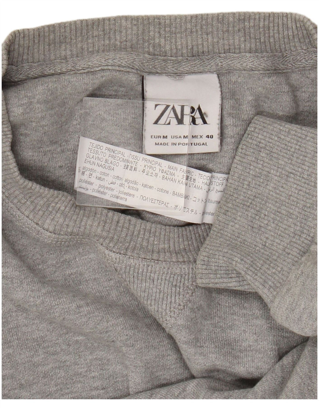 Zara muški džemper s okruglim izrezom, srednje sivi pamuk